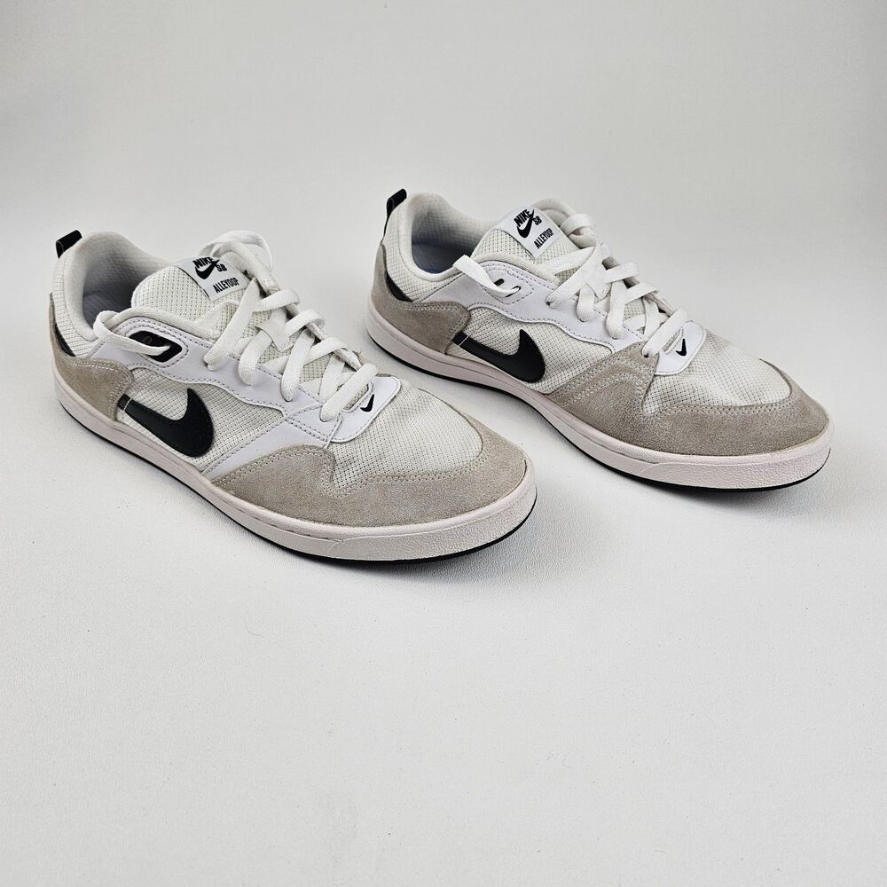 Nike SB Alleyoop Men's Size 9.5 White Gray Black Suede Skate Shoes CJ0882-100